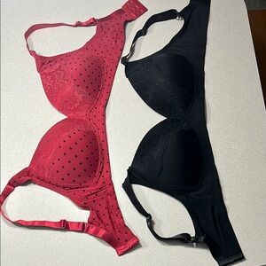 Gloria Vanderbilt Red and Black Bras with Molded Cups and Underwire